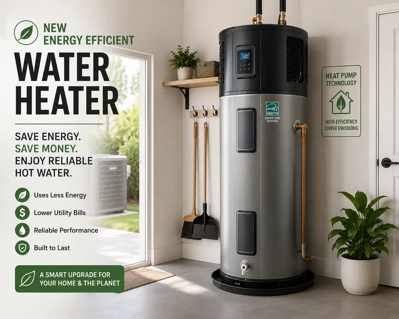 Energy efficient heat pump water heater